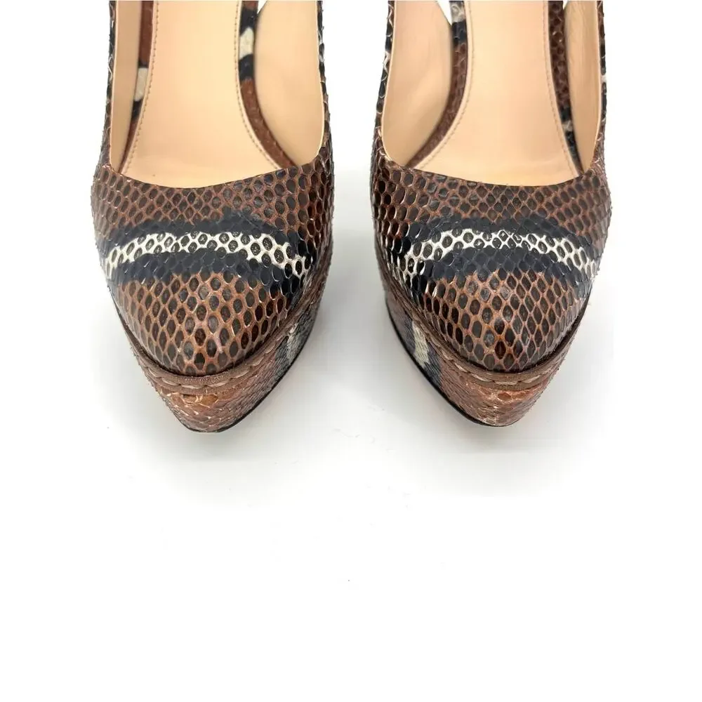 Prada SS 2009 Snakeskin Platform Slingback High Heel Pumps 36.5